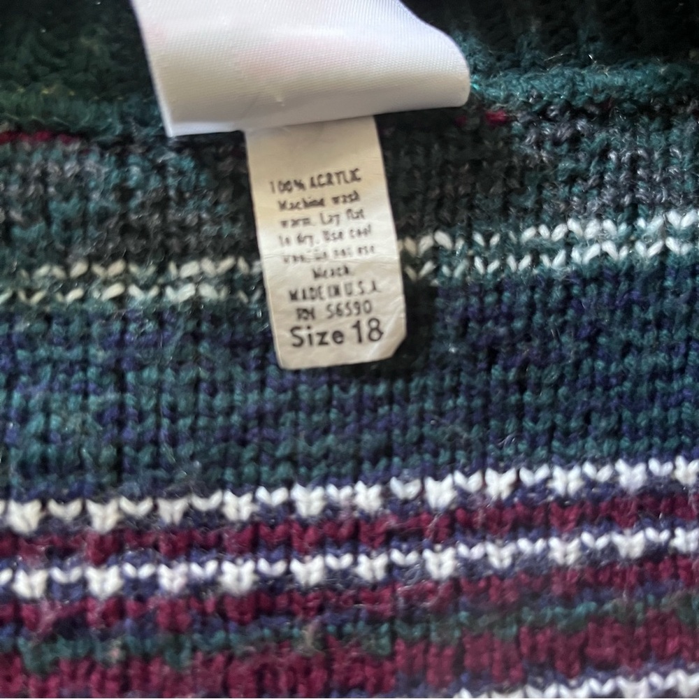 Dark Green Patterned Button-Front Women’s Sweater… - image 4